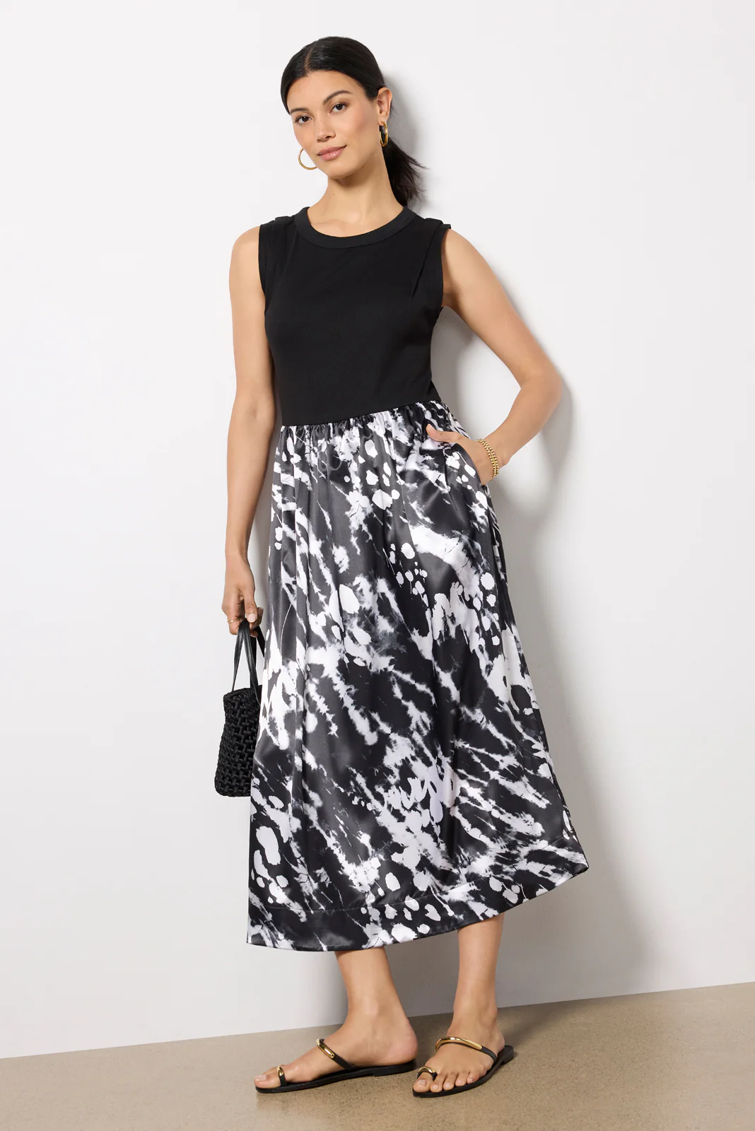 Azalea Mixed Media Midi Dress - Image 3
