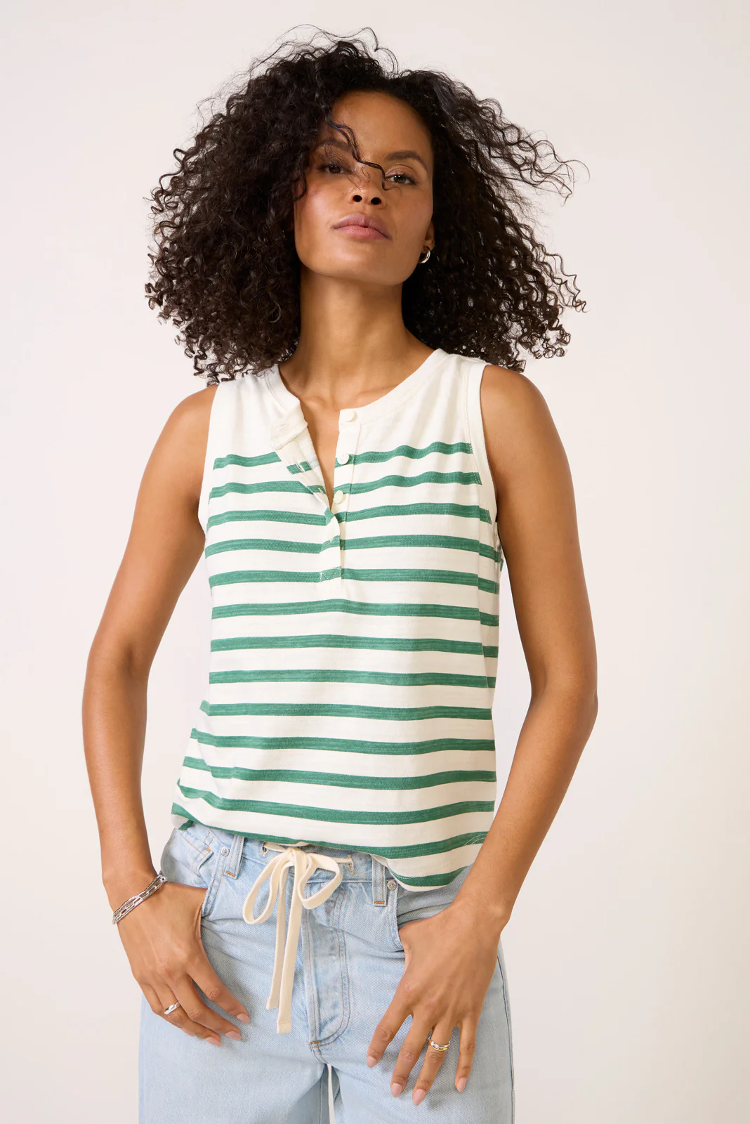 Esme Striped Henley Tank - Image 5
