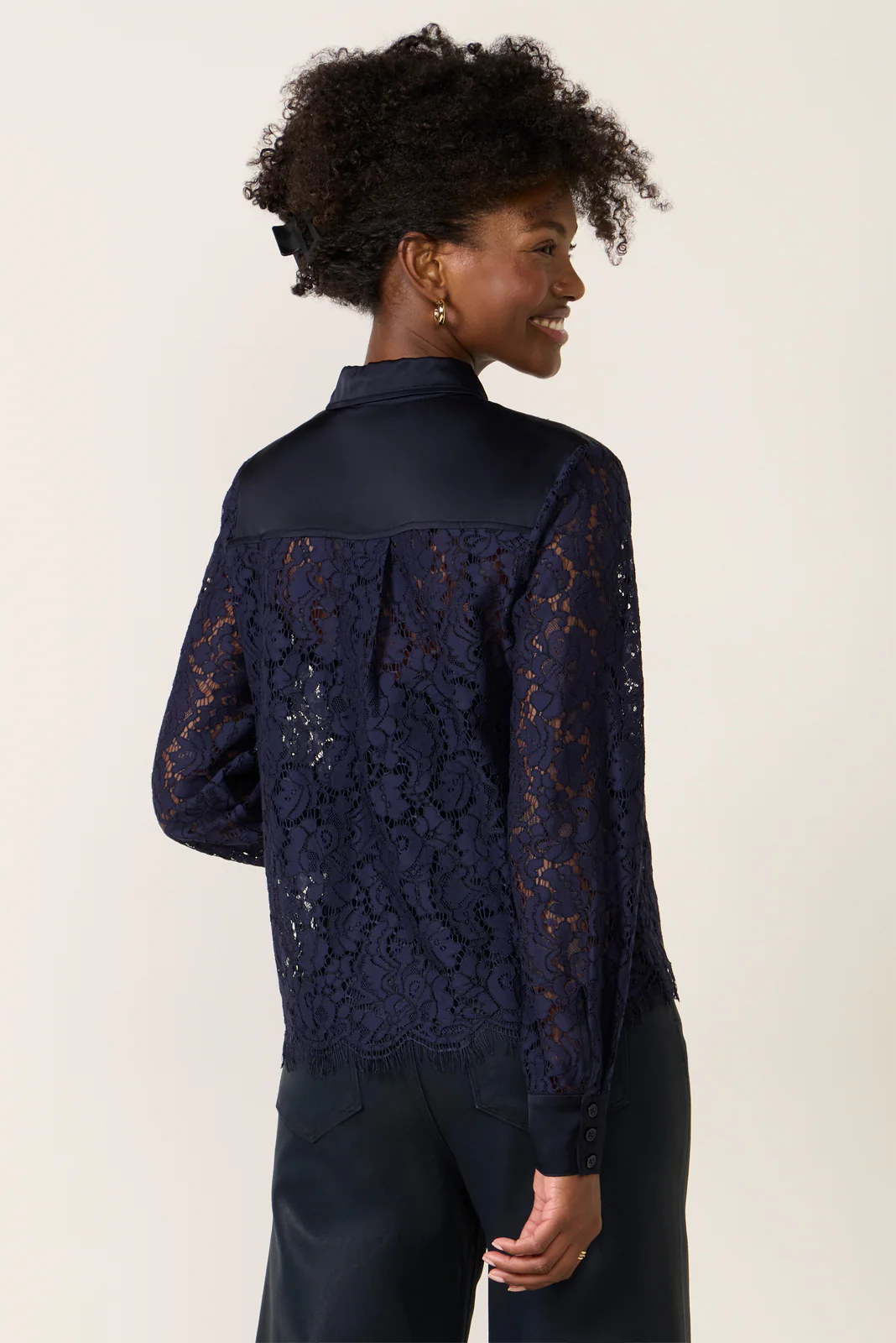 Lace Contrast Button Down - Image 4