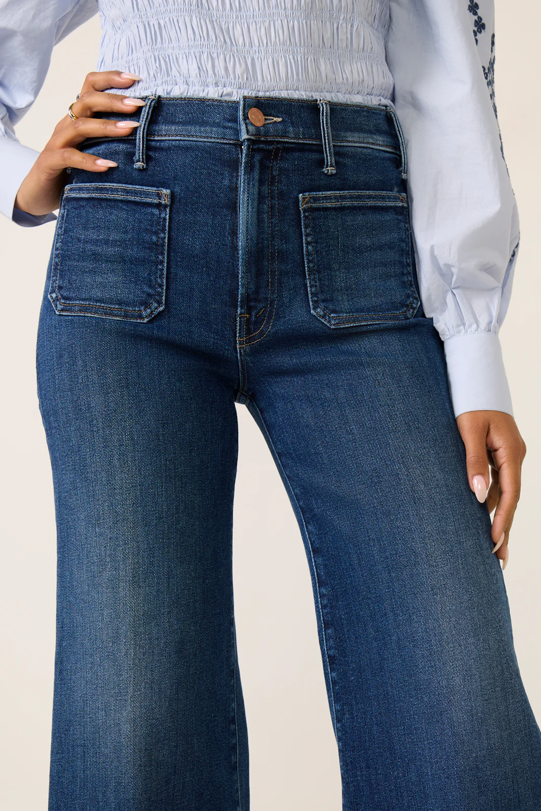 Petite Lil Hustler Roller Patch Pocket Skimp Wide Leg Jean - Image 2