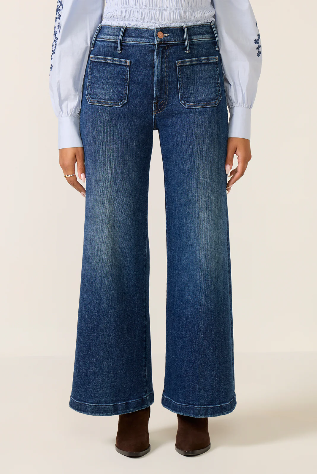 Petite Lil Hustler Roller Patch Pocket Skimp Wide Leg Jean - Image 5