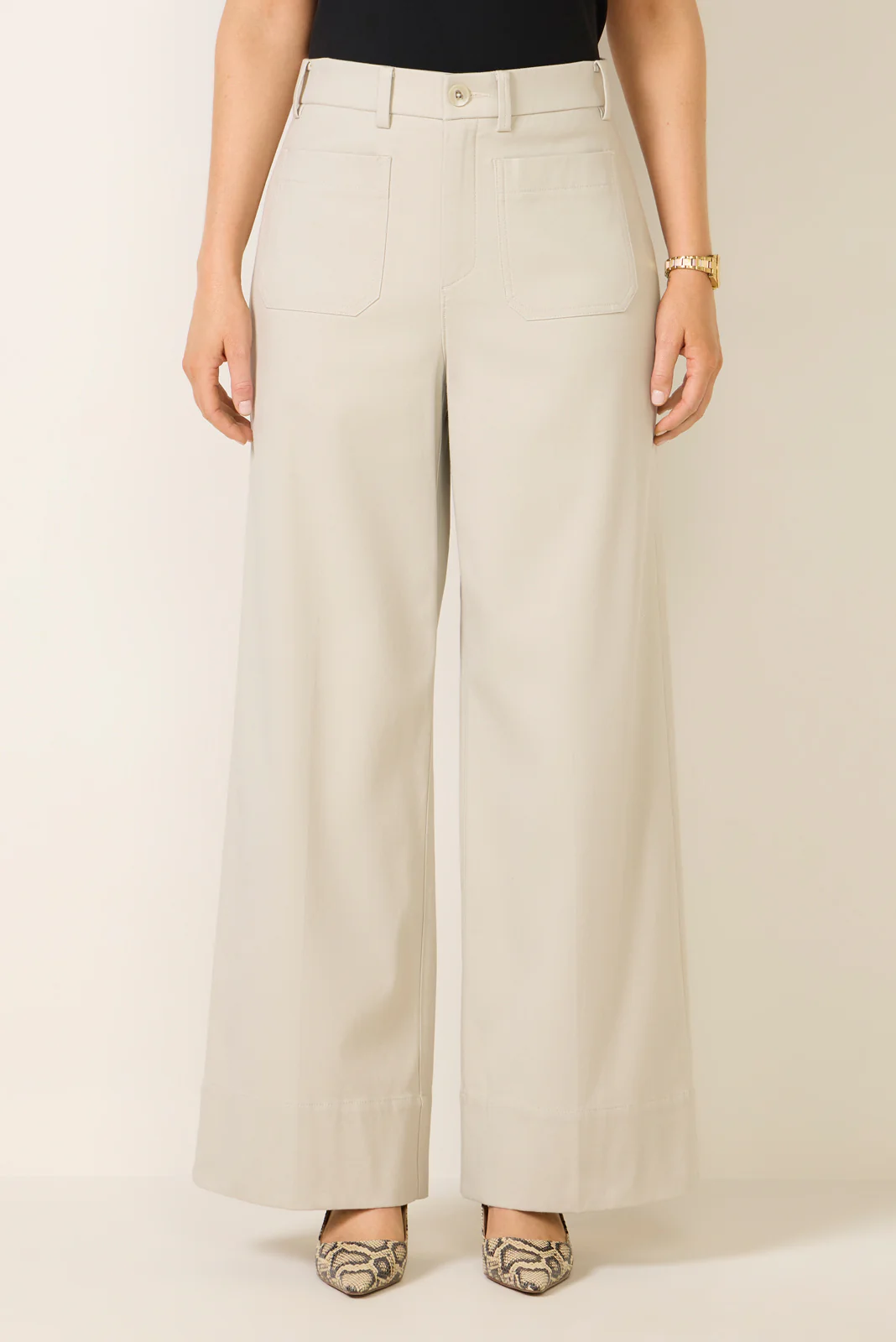 Stretch Twill Patch Pocket Wide Leg - Image 5